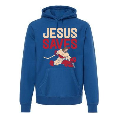 Jesus Saves Ice Hockey Goalie Sport Religious Christian Gift Great Gift Premium Hoodie