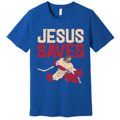 Jesus Saves Ice Hockey Goalie Sport Religious Christian Gift Great Gift Premium T-Shirt