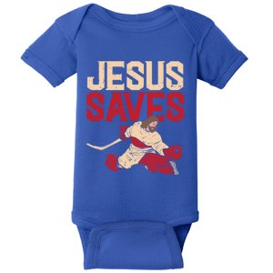 Jesus Saves Ice Hockey Goalie Sport Religious Christian Gift Great Gift Baby Bodysuit