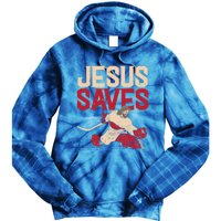 Jesus Saves Ice Hockey Goalie Sport Religious Christian Gift Great Gift Tie Dye Hoodie