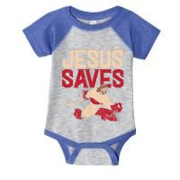 Jesus Saves Ice Hockey Goalie Sport Religious Christian Gift Great Gift Infant Baby Jersey Bodysuit