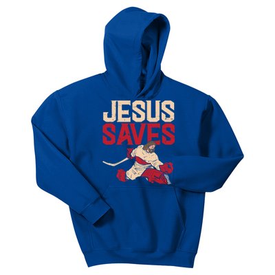 Jesus Saves Ice Hockey Goalie Sport Religious Christian Gift Great Gift Kids Hoodie