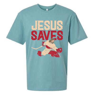 Jesus Saves Ice Hockey Goalie Sport Religious Christian Gift Great Gift Sueded Cloud Jersey T-Shirt