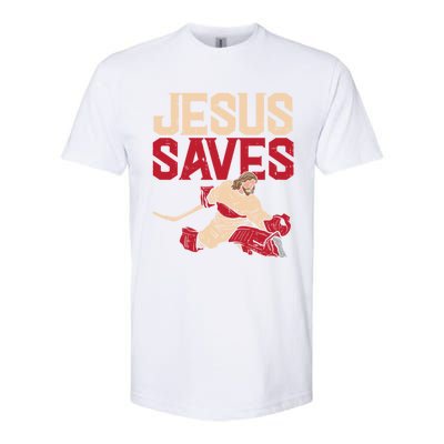 Jesus Saves Ice Hockey Goalie Sport Religious Christian Gift Great Gift Softstyle CVC T-Shirt