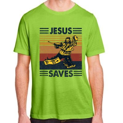 Jesus Saves Ice Hockey Goalie Sport Religious Christian Gift Meaningful Gift Adult ChromaSoft Performance T-Shirt