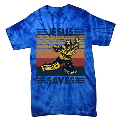 Jesus Saves Ice Hockey Goalie Sport Religious Christian Gift Meaningful Gift Tie-Dye T-Shirt