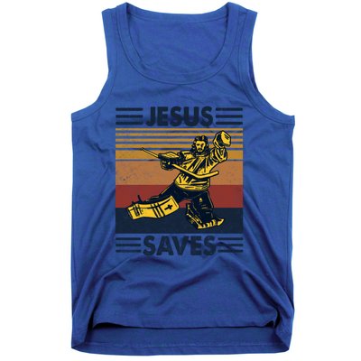 Jesus Saves Ice Hockey Goalie Sport Religious Christian Gift Meaningful Gift Tank Top