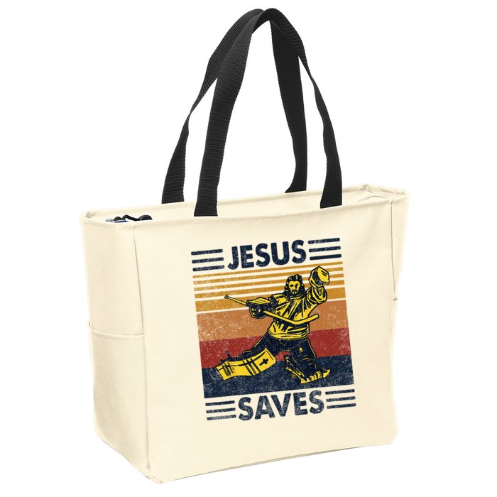Jesus Saves Ice Hockey Goalie Sport Religious Christian Gift Zip Tote Bag