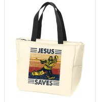 Jesus Saves Ice Hockey Goalie Sport Religious Christian Gift Zip Tote Bag