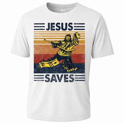 Jesus Saves Ice Hockey Goalie Sport Religious Christian Gift Performance Shirt