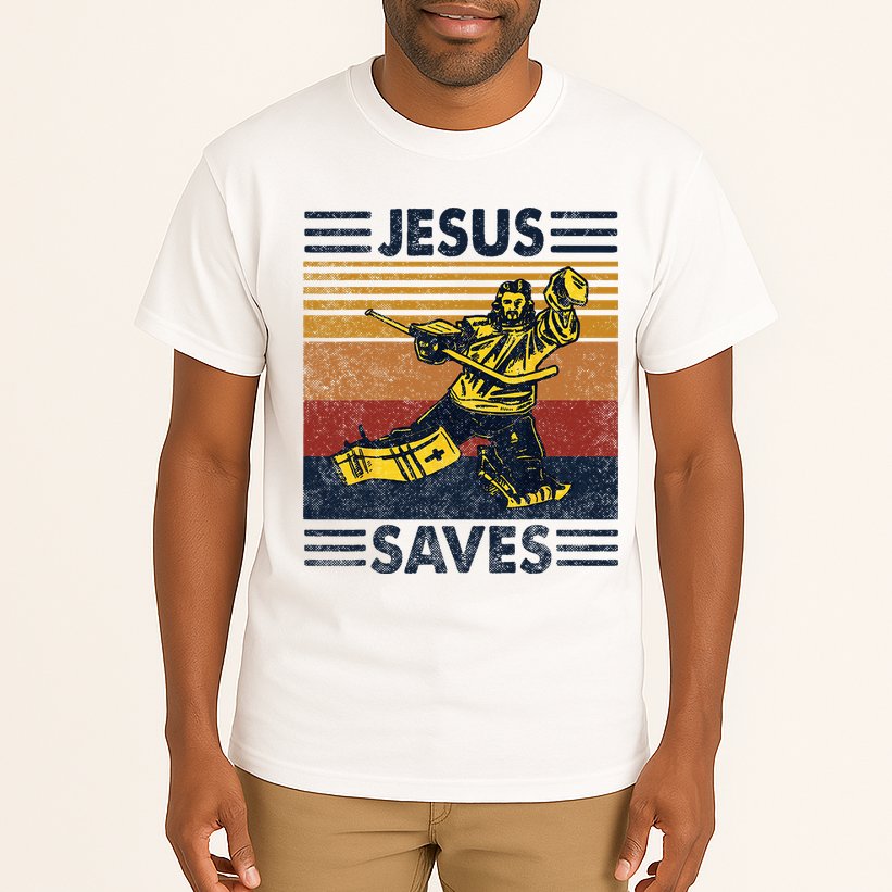 Jesus Saves Ice Hockey Goalie Sport Religious Christian Gift Tall T-Shirt