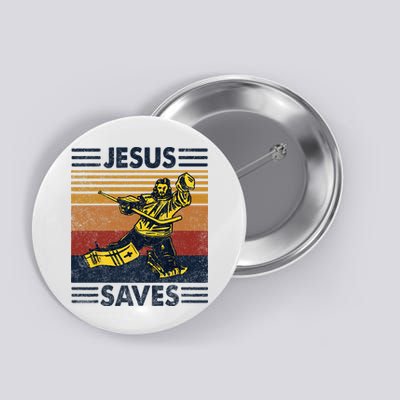 Jesus Saves Ice Hockey Goalie Sport Religious Christian Gift Button