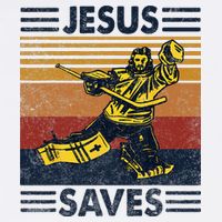 Jesus Saves Ice Hockey Goalie Sport Religious Christian Gift Flat Bill Trucker Hat