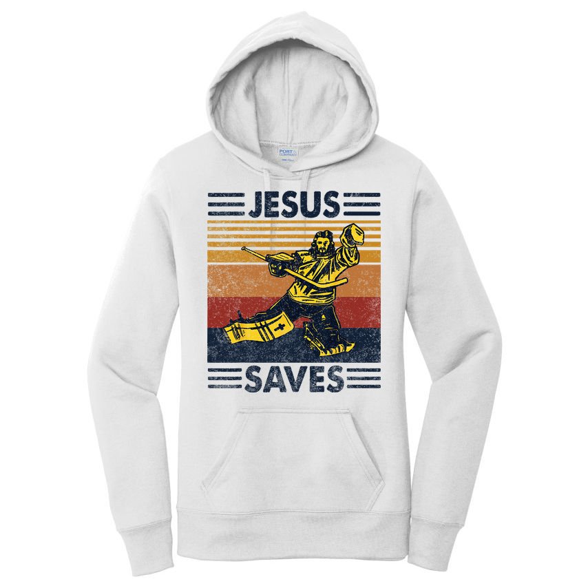 Jesus Saves Ice Hockey Goalie Sport Religious Christian Gift Women's Pullover Hoodie