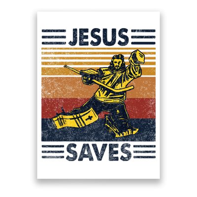 Jesus Saves Ice Hockey Goalie Sport Religious Christian Gift Poster