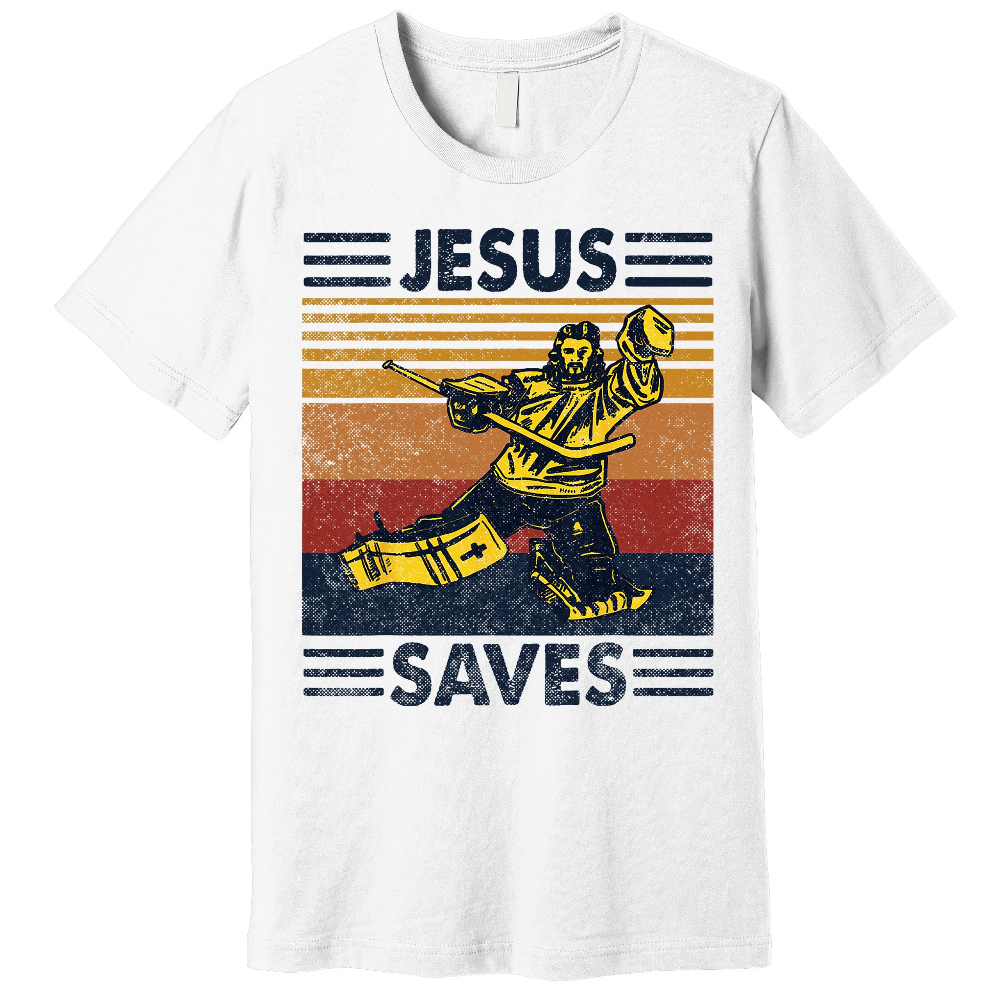 Jesus Saves Ice Hockey Goalie Sport Religious Christian Gift Premium T-Shirt