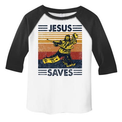 Jesus Saves Ice Hockey Goalie Sport Religious Christian Gift Toddler Fine Jersey T-Shirt