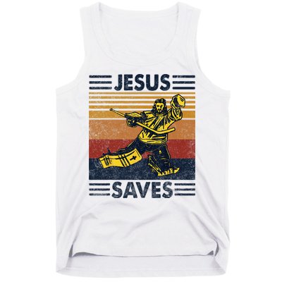 Jesus Saves Ice Hockey Goalie Sport Religious Christian Gift Tank Top