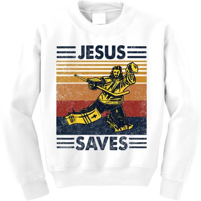 Jesus Saves Ice Hockey Goalie Sport Religious Christian Gift Kids Sweatshirt