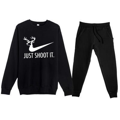 Just Shoot It Deer Hunting Premium Crewneck Sweatsuit Set