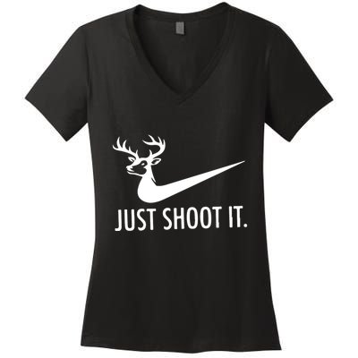 Just Shoot It Deer Hunting Women's V-Neck T-Shirt
