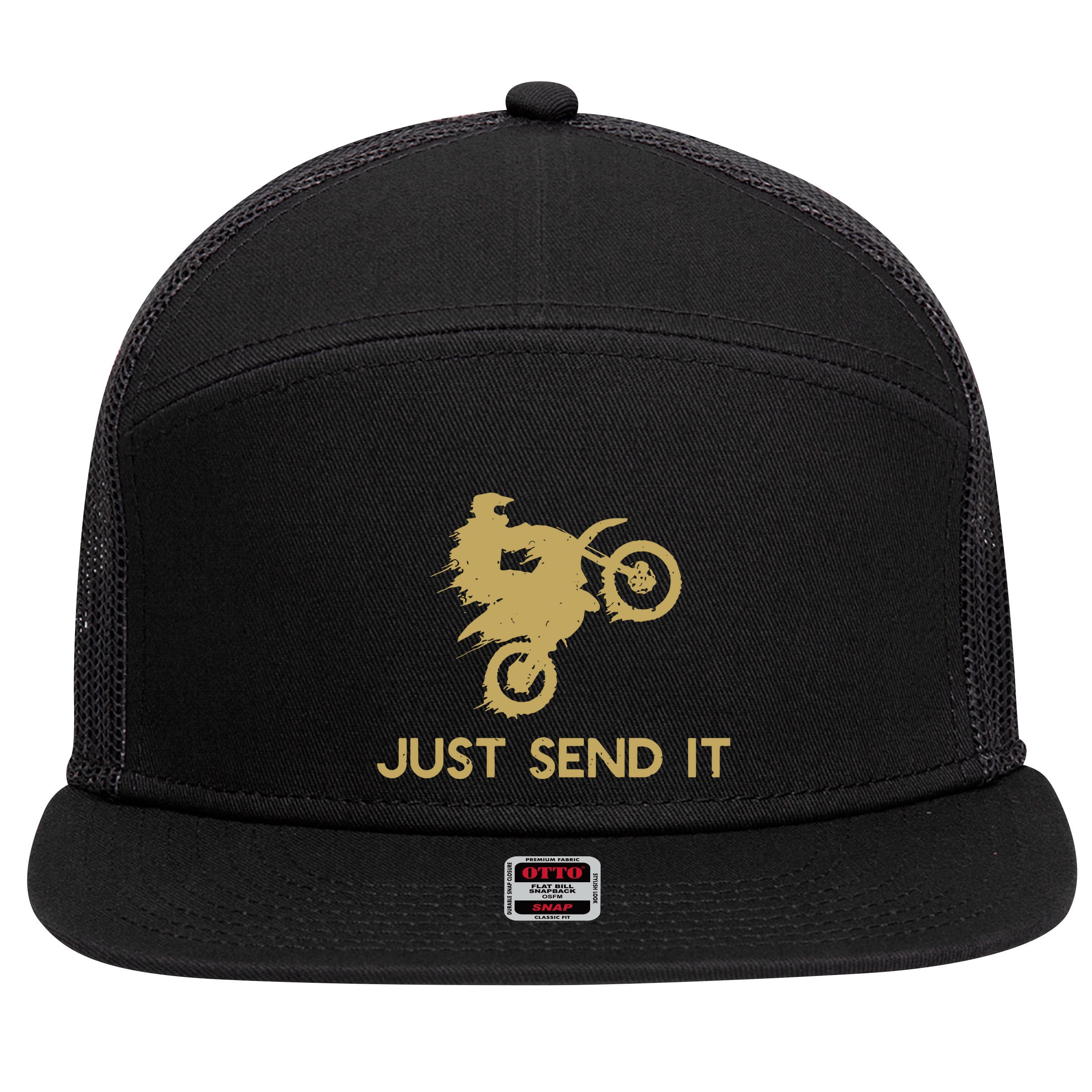 Just Send It Motocross 7 Panel Mesh Trucker Snapback Hat