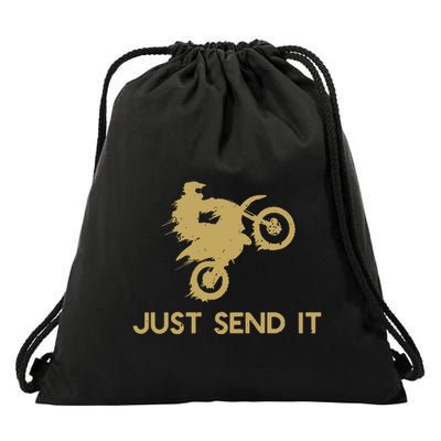 Just Send It Motocross Drawstring Bag