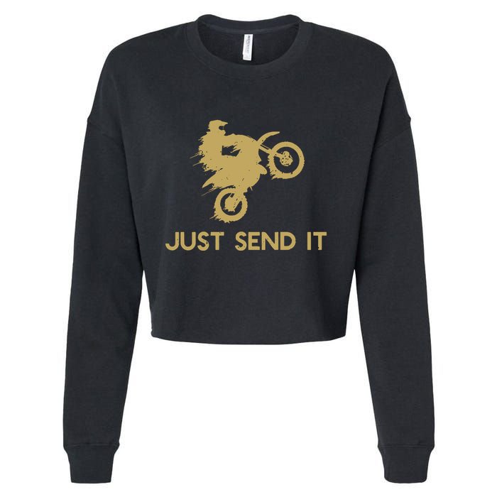 Just Send It Motocross Cropped Pullover Crew
