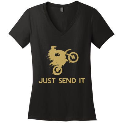Just Send It Motocross Women's V-Neck T-Shirt