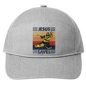 Jesus Saves Ice Hockey Goalie Sport Religious Christian Gift 7-Panel Snapback Hat