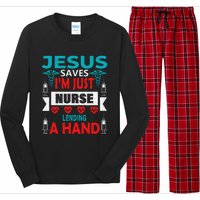 Jesus Saves IM Just A Nurse Lending My Hand Christian Nurse Long Sleeve Pajama Set