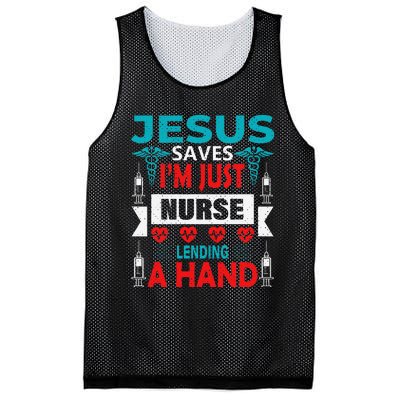 Jesus Saves IM Just A Nurse Lending My Hand Christian Nurse Mesh Reversible Basketball Jersey Tank