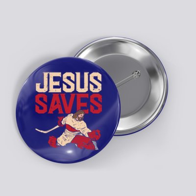 Jesus Saves Ice Hockey Goalie Sport Religious Christian Gift Great Gift Button