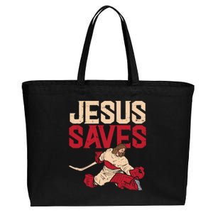 Jesus Saves Ice Hockey Goalie Sport Religious Christian Gift Great Gift Cotton Canvas Jumbo Tote