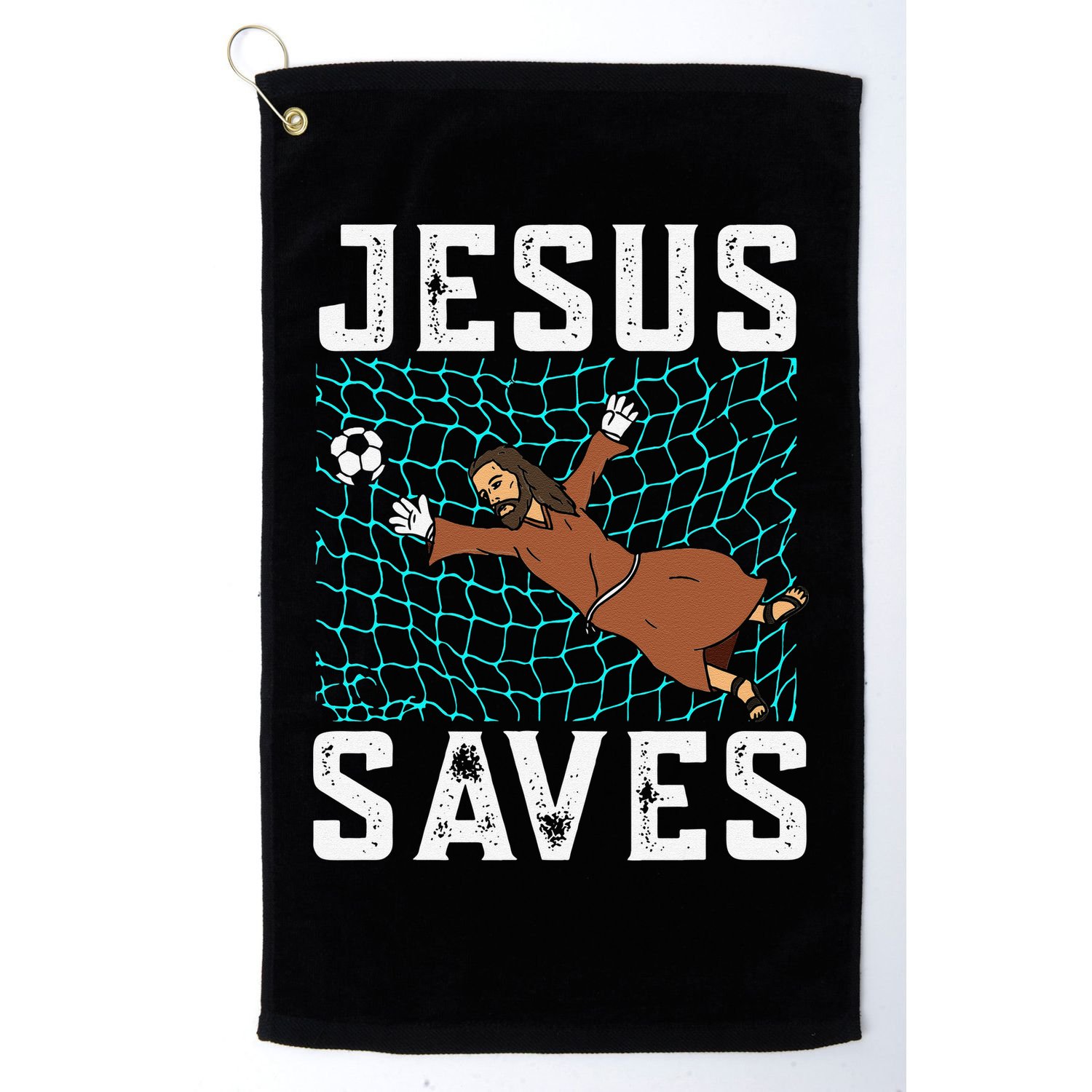 Jesus Saves I Christian Faith I Jesus Soccer Goalkeeper Golf Towel