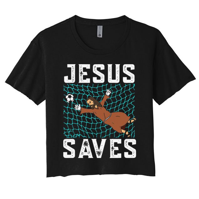 Jesus Saves I Christian Faith I Jesus Soccer Goalkeeper Crop Top