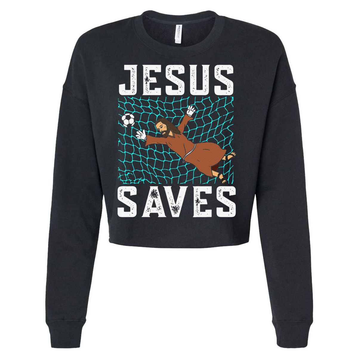 Jesus Saves I Christian Faith I Jesus Soccer Goalkeeper Cropped Pullover Crew