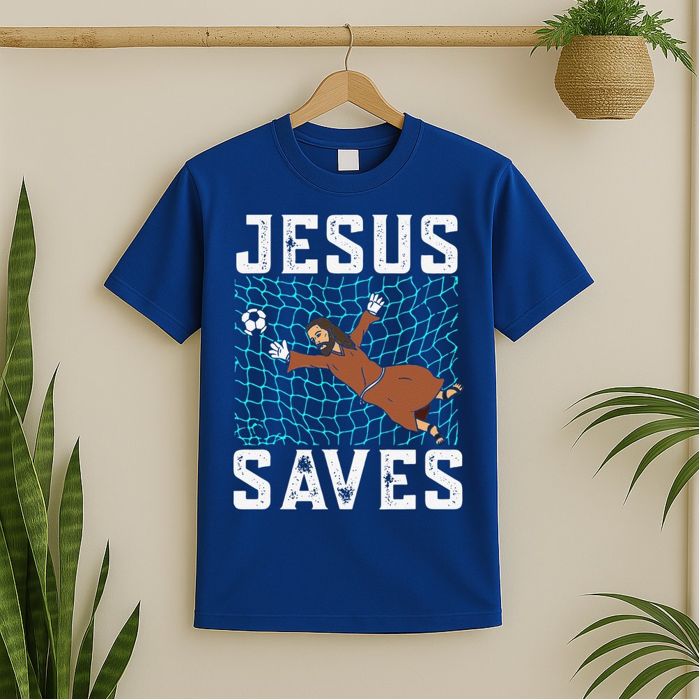 Jesus Saves I Christian Faith I Jesus Soccer Goalkeeper T-Shirt