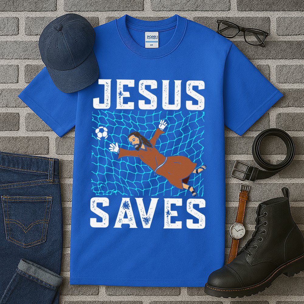 Jesus Saves I Christian Faith I Jesus Soccer Goalkeeper Tall T-Shirt
