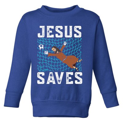 Jesus Saves I Christian Faith I Jesus Soccer Goalkeeper Toddler Sweatshirt