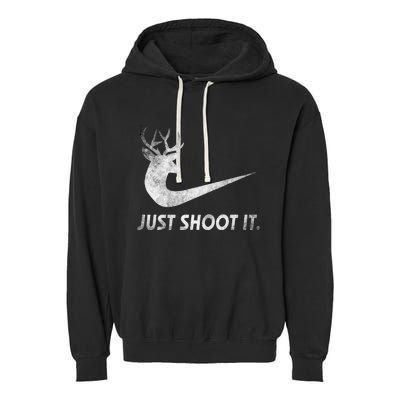 Just Shoot It Funny Deer Hunting Garment-Dyed Fleece Hoodie