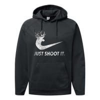 Just Shoot It Funny Deer Hunting Performance Fleece Hoodie