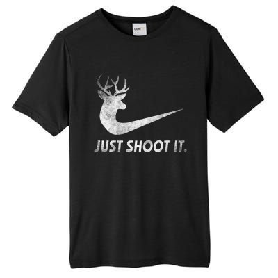 Just Shoot It Funny Deer Hunting Tall Fusion ChromaSoft Performance T-Shirt