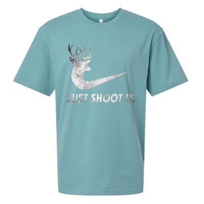 Just Shoot It Funny Deer Hunting Sueded Cloud Jersey T-Shirt