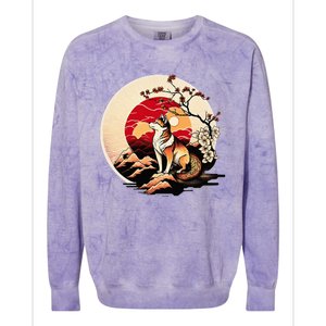 Japanese Shiba Inu Dog Sunset - Ukiyo-e Style Colorblast Crewneck Sweatshirt