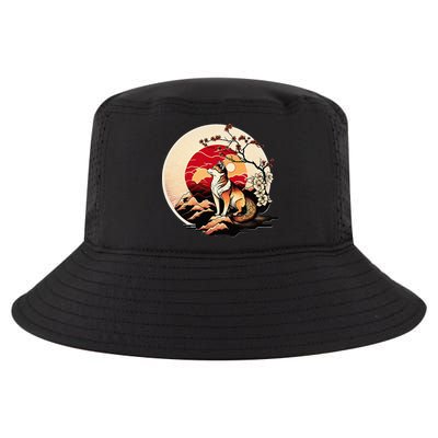 Japanese Shiba Inu Dog Sunset - Ukiyo-e Style Cool Comfort Performance Bucket Hat