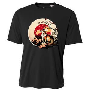 Japanese Shiba Inu Dog Sunset - Ukiyo-e Style Cooling Performance Crew T-Shirt