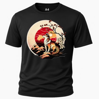 Japanese Shiba Inu Dog Sunset - Ukiyo-e Style Performance Shirt