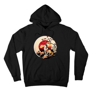 Japanese Shiba Inu Dog Sunset - Ukiyo-e Style Hoodie