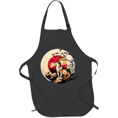 Japanese Shiba Inu Dog Sunset - Ukiyo-e Style Apron